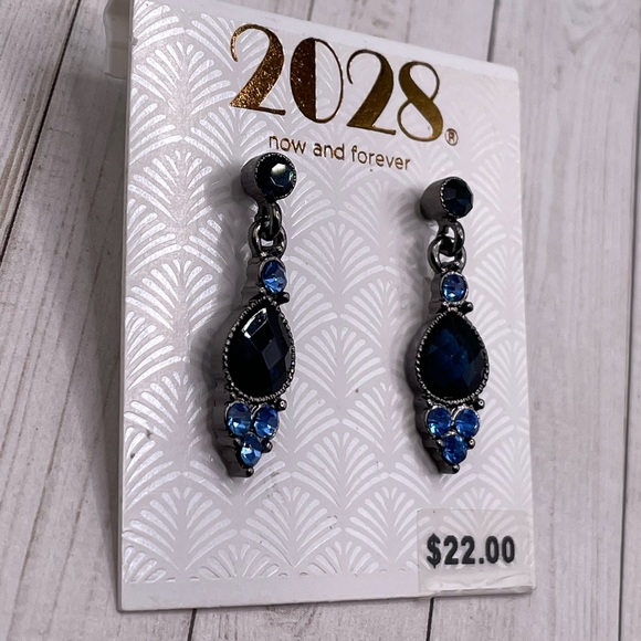 NWT 1928 Deep Blue Drop Earrings - Picture 3 of 7